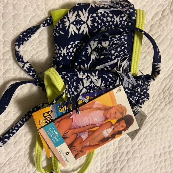 NWT SNAPPERROCK Black and Green GIRLS SZ 12 Bikini Set SUN BLOCK PROTECTION - Picture 7 of 8